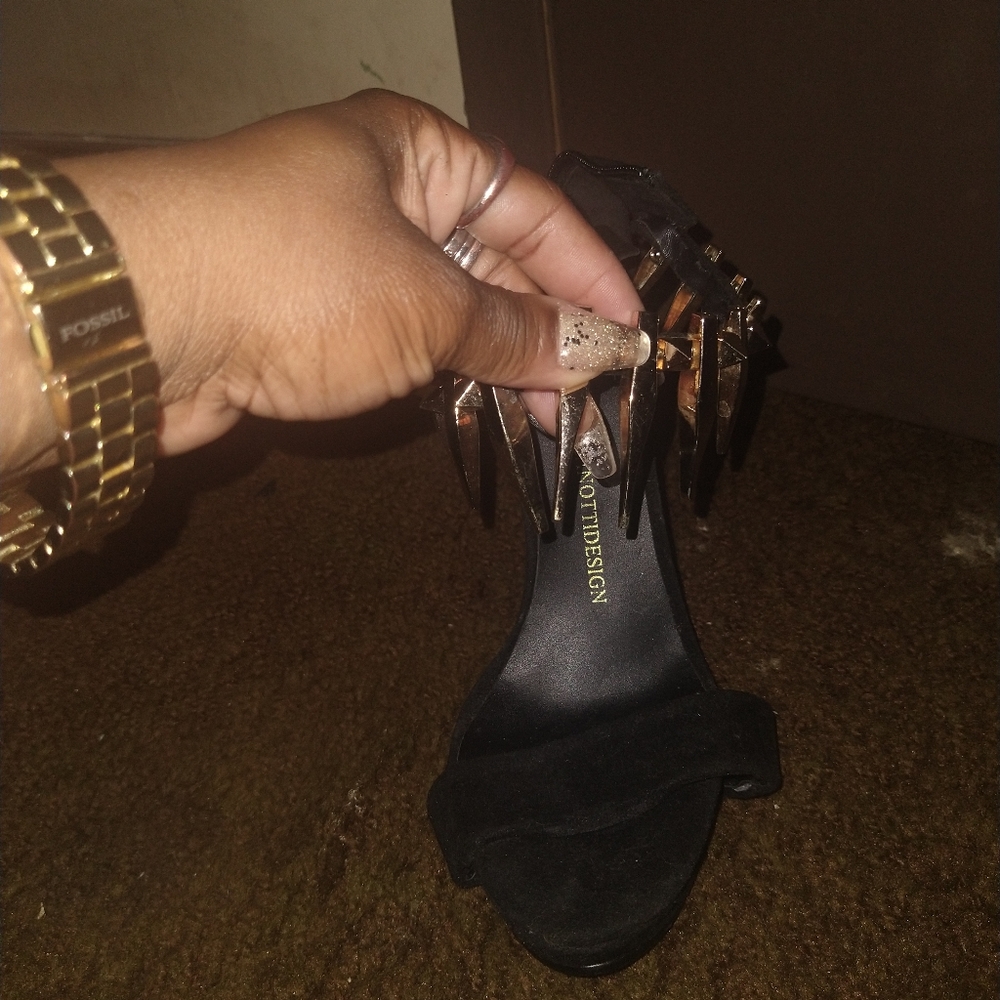 Black and Gold Strap Heels